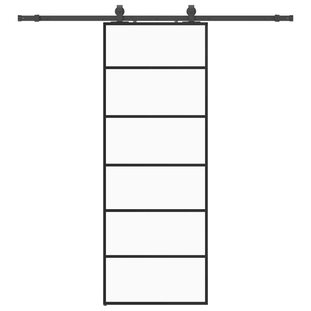 vidaXL Ușă glisantă cu set de feronerie neagră 76x205 cm Sticlă ESG