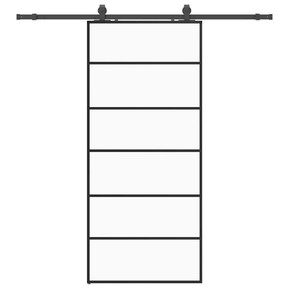 vidaXL Ușă glisantă cu set de feronerie neagră 90x205 cm Sticlă ESG