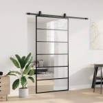 vidaXL Ușă glisantă cu set de feronerie neagră 102x205 cm Sticlă ESG vidaXL Ușă glisantă cu set de feronerie neagră 102x205 cm Sticlă ESG