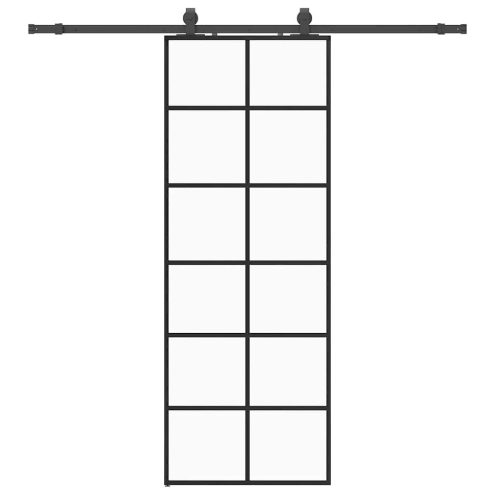 vidaXL Ușă glisantă cu set de feronerie neagră 76x205 cm Sticlă ESG
