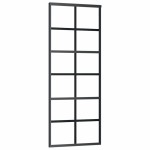 vidaXL Ușă glisantă cu set de feronerie neagră 76x205 cm Sticlă ESG vidaXL Ușă glisantă cu set de feronerie neagră 76x205 cm Sticlă ESG