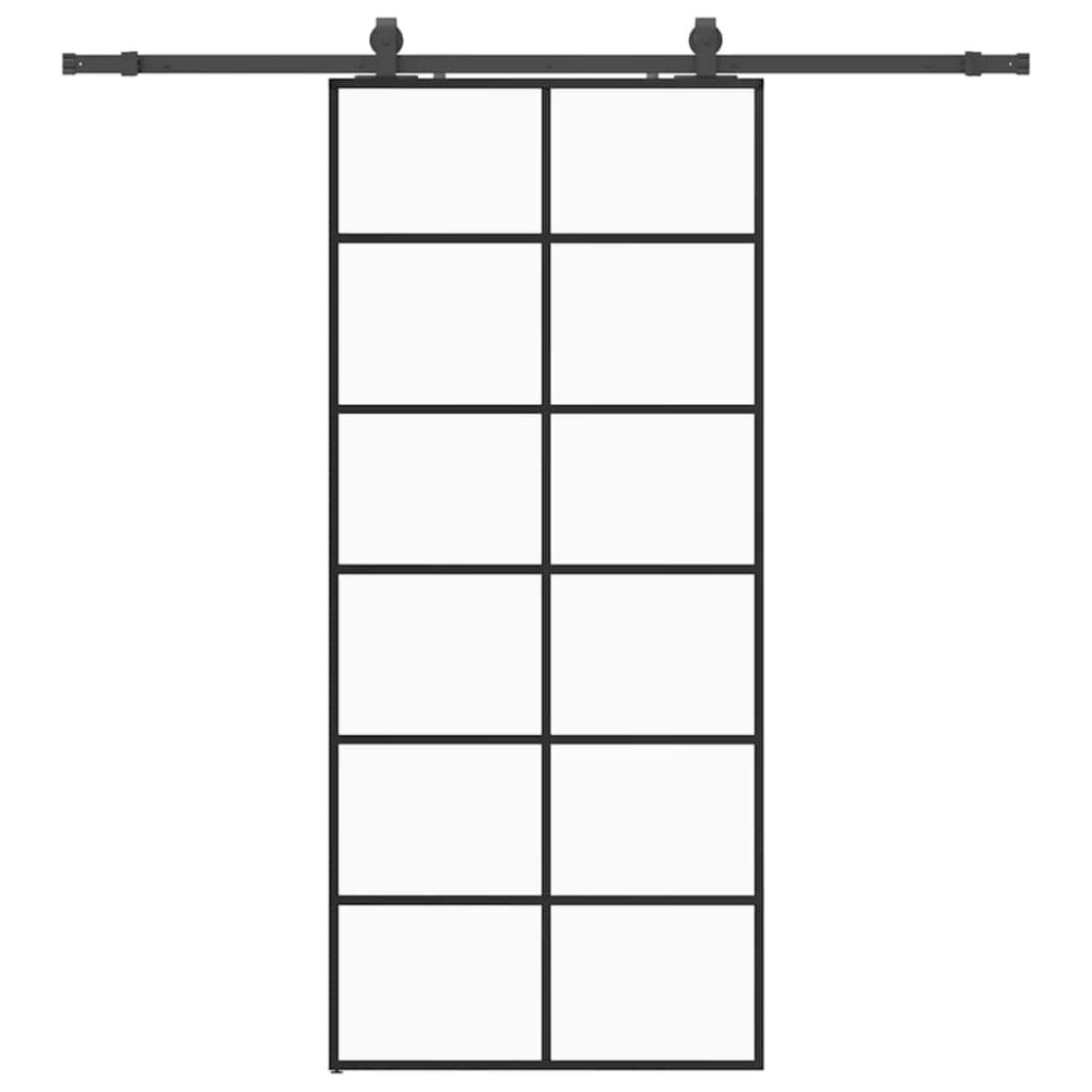 vidaXL Ușă glisantă cu set de feronerie neagră 90x205 cm Sticlă ESG