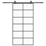 vidaXL Ușă glisantă cu set de feronerie neagră 102x205 cm Sticlă ESG vidaXL Ușă glisantă cu set de feronerie neagră 102x205 cm Sticlă ESG