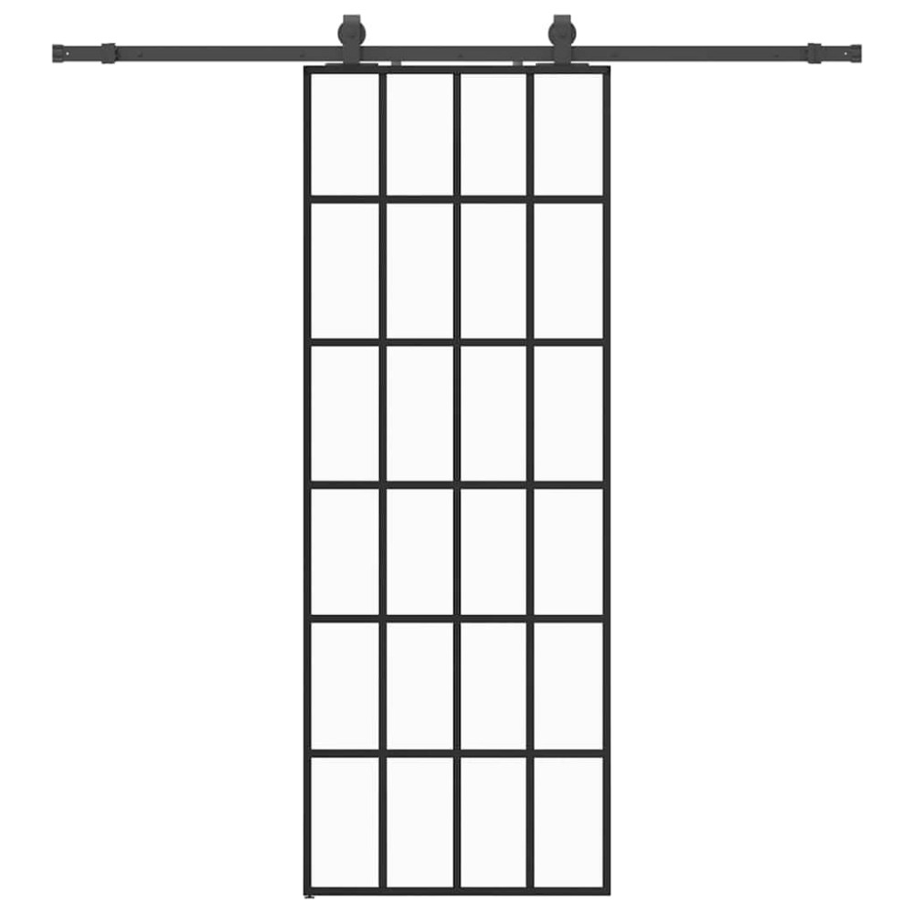 vidaXL Ușă glisantă cu set de feronerie neagră 76x205 cm Sticlă ESG