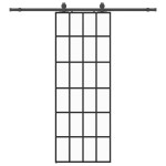 vidaXL Ușă glisantă cu set de feronerie neagră 76x205 cm Sticlă ESG vidaXL Ușă glisantă cu set de feronerie neagră 76x205 cm Sticlă ESG