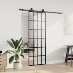 vidaXL Ușă glisantă cu set de feronerie neagră 76x205 cm Sticlă ESG vidaXL Ușă glisantă cu set de feronerie neagră 76x205 cm Sticlă ESG