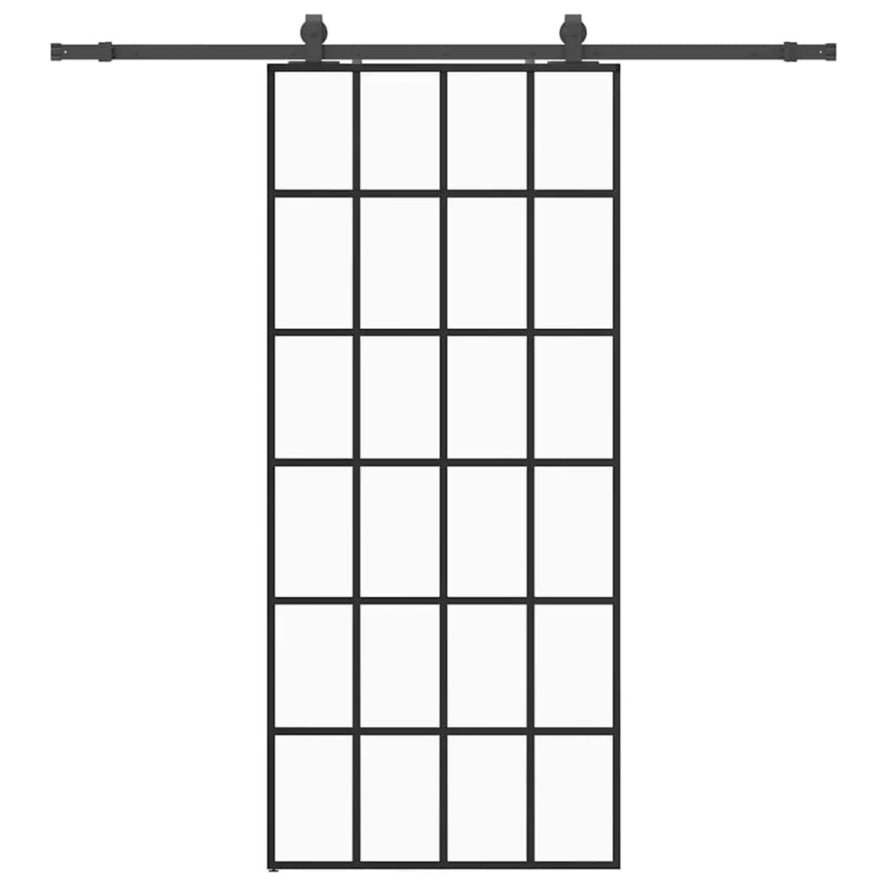 vidaXL Ușă glisantă cu set de feronerie neagră 90x205 cm Sticlă ESG