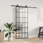 vidaXL Ușă glisantă cu set de feronerie neagră 90x205 cm Sticlă ESG