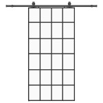 vidaXL Ușă glisantă cu set de feronerie neagră 102x205 cm Sticlă ESG vidaXL Ușă glisantă cu set de feronerie neagră 102x205 cm Sticlă ESG