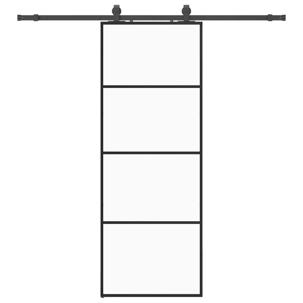 vidaXL Ușă glisantă cu set de feronerie neagră 76x205 cm Sticlă ESG