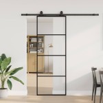 vidaXL Ușă glisantă cu set de feronerie neagră 76x205 cm Sticlă ESG vidaXL Ușă glisantă cu set de feronerie neagră 76x205 cm Sticlă ESG