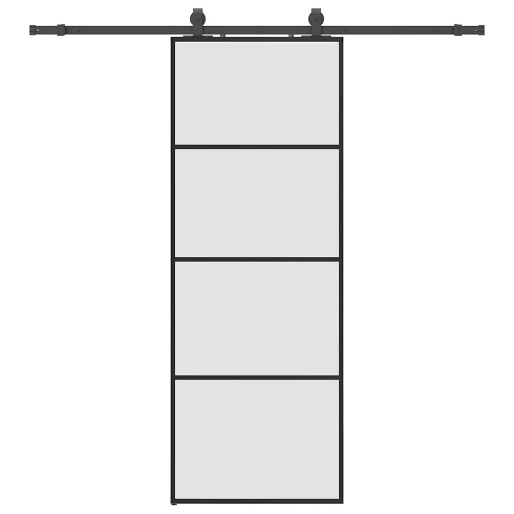 vidaXL Ușă glisantă cu set de feronerie neagră 76x205 cm Sticlă ESG