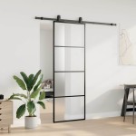 vidaXL Ușă glisantă cu set de feronerie neagră 76x205 cm Sticlă ESG vidaXL Ușă glisantă cu set de feronerie neagră 76x205 cm Sticlă ESG
