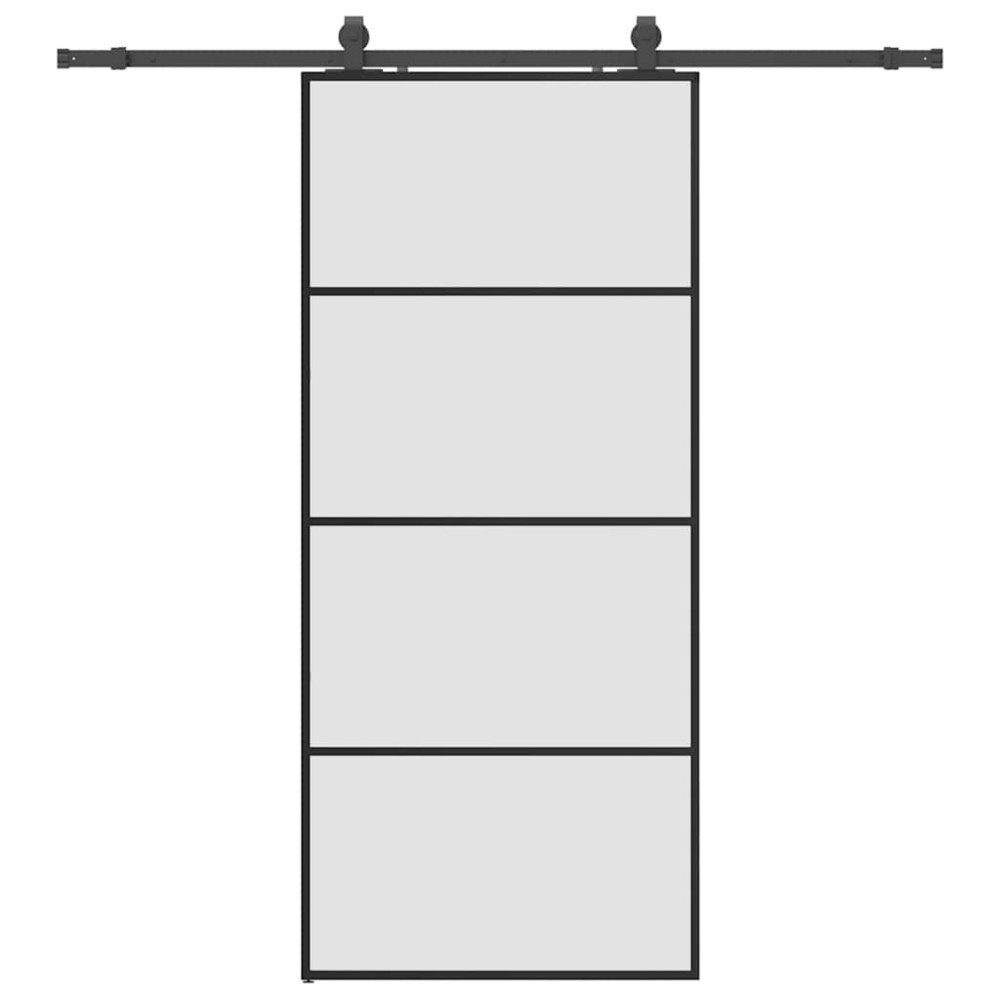 vidaXL Ușă glisantă cu set de feronerie neagră 90x205 cm Sticlă ESG