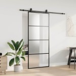 vidaXL Ușă glisantă cu set de feronerie neagră 90x205 cm Sticlă ESG