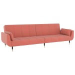vidaXL Canapea extensibilă cu 2 locuri, 2 perne, roz, catifea vidaXL Canapea extensibilă cu 2 locuri, 2 perne, roz, catifea