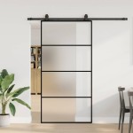 vidaXL Ușă glisantă cu set de feronerie neagră 102,5x205 cm Sticlă ESG vidaXL Ușă glisantă cu set de feronerie neagră 102,5x205 cm Sticlă ESG