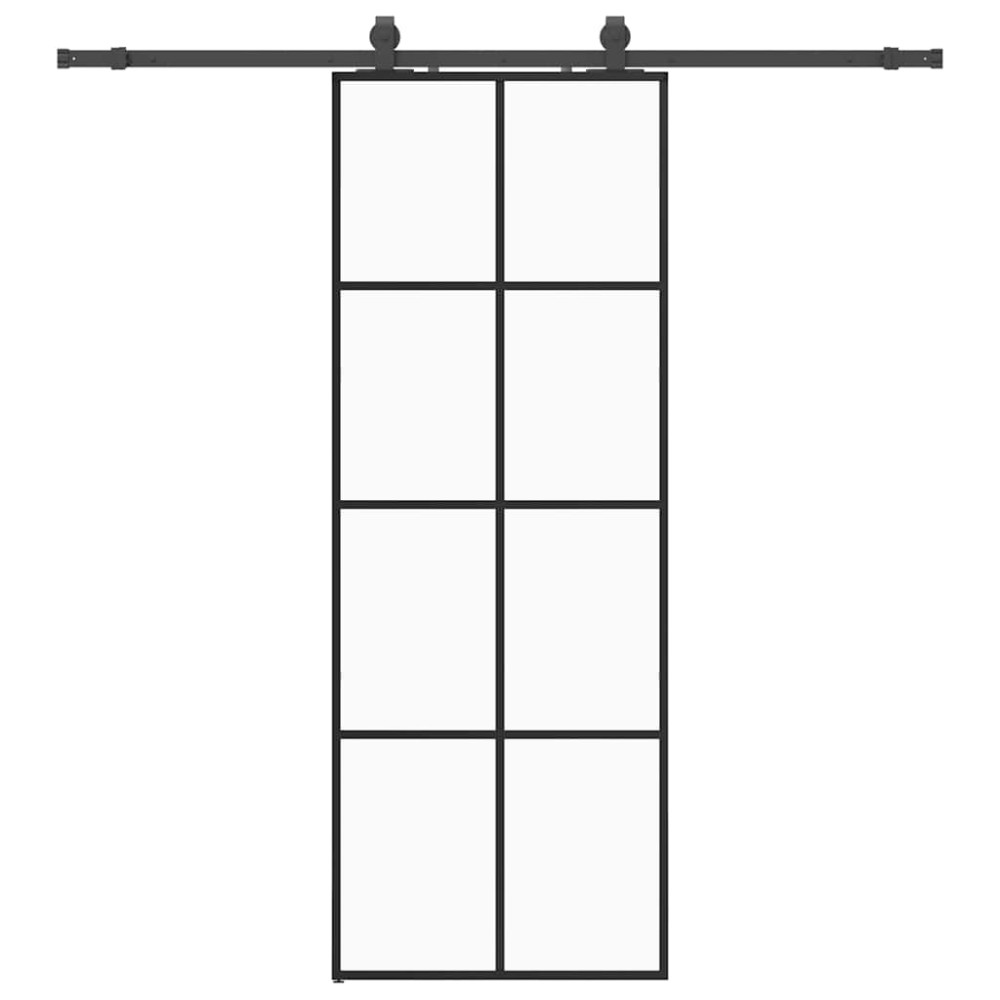 vidaXL Ușă glisantă cu set de feronerie neagră 76x205 cm Sticlă ESG
