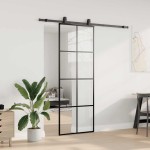 vidaXL Ușă glisantă cu set de feronerie neagră 76x205 cm Sticlă ESG vidaXL Ușă glisantă cu set de feronerie neagră 76x205 cm Sticlă ESG