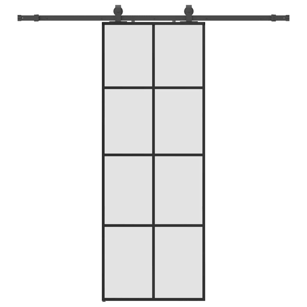 vidaXL Ușă glisantă cu set de feronerie neagră 76x205 cm Sticlă ESG