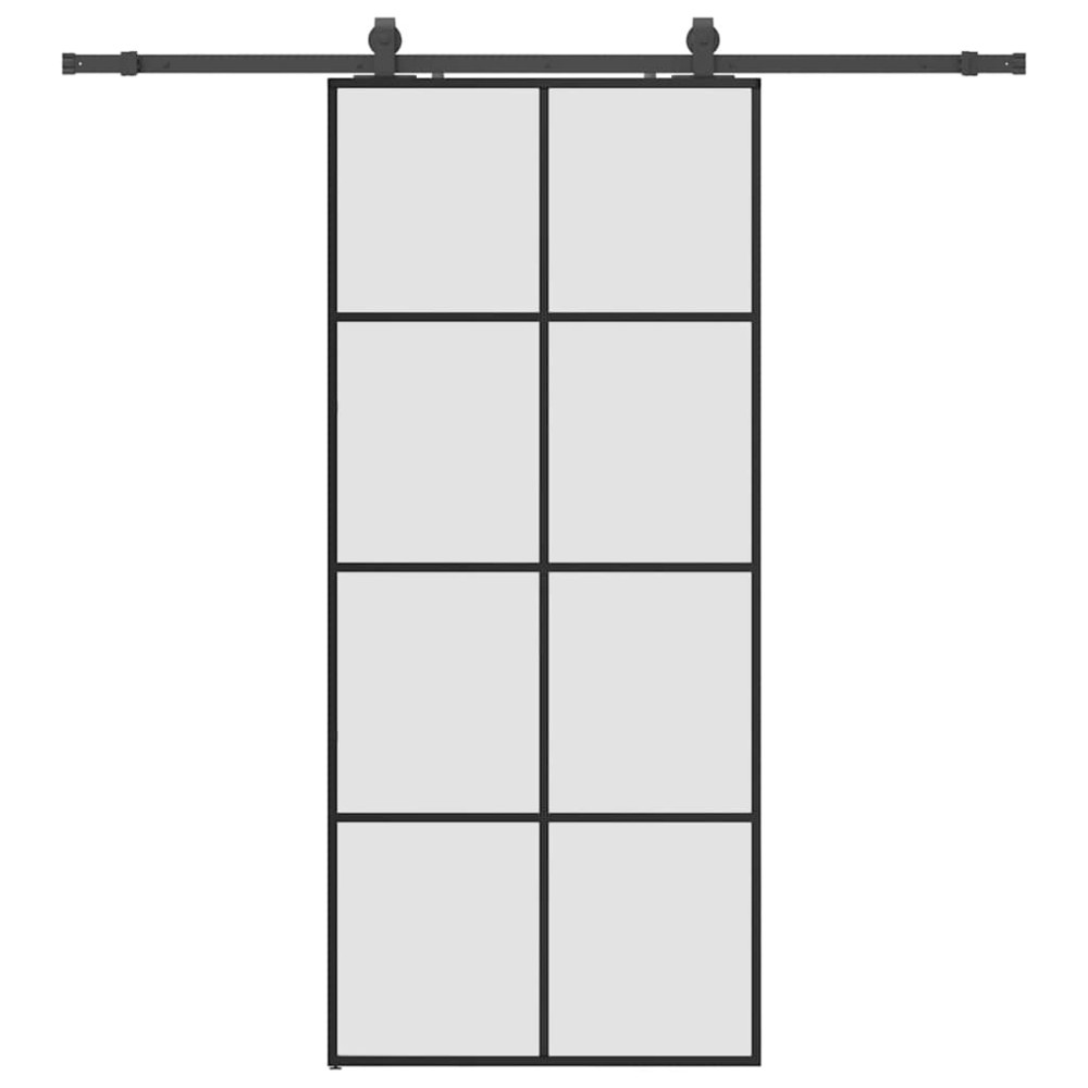 vidaXL Ușă glisantă cu set de feronerie neagră 90x205 cm Sticlă ESG
