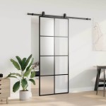 vidaXL Ușă glisantă cu set de feronerie neagră 90x205 cm Sticlă ESG