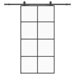 vidaXL Ușă glisantă cu set de feronerie neagră 102,5x205 cm Sticlă ESG vidaXL Ușă glisantă cu set de feronerie neagră 102,5x205 cm Sticlă ESG