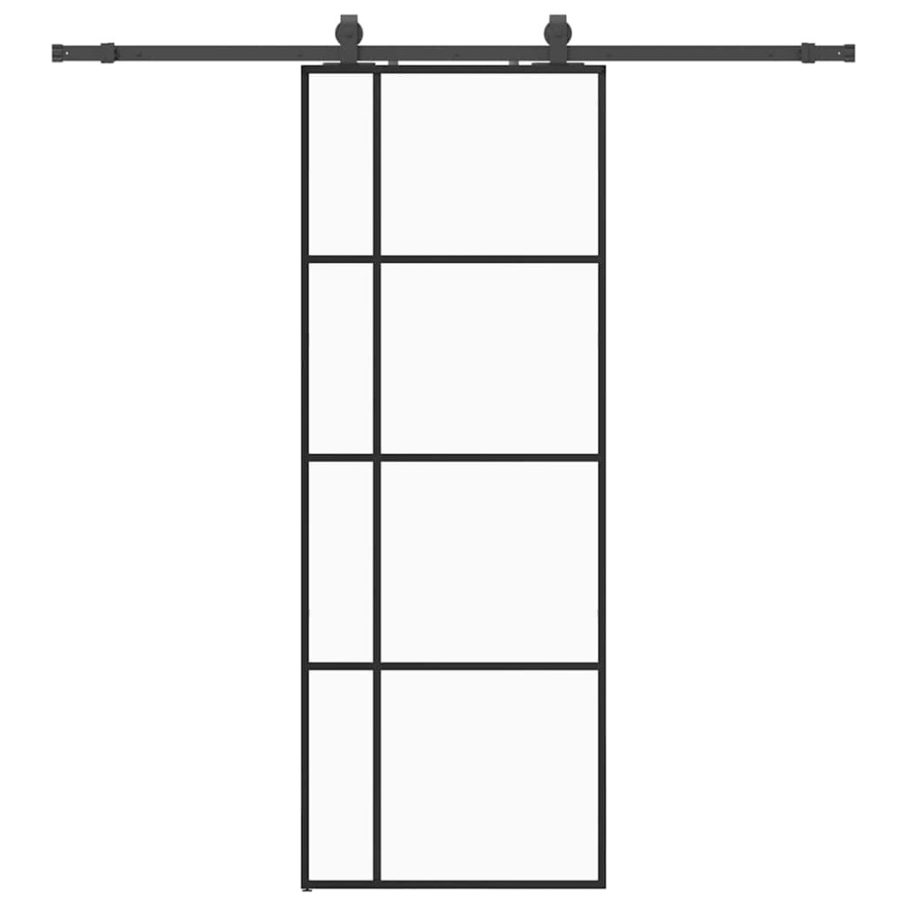 vidaXL Ușă glisantă cu set de feronerie neagră 76x205 cm Sticlă ESG