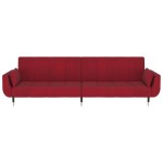vidaXL Canapea extensibilă cu 2 locuri, 2 perne, roșu vin, catifea vidaXL Canapea extensibilă cu 2 locuri, 2 perne, roșu vin, catifea