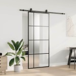 vidaXL Ușă glisantă cu set de feronerie neagră 90x205 cm Sticlă ESG