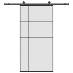 vidaXL Ușă glisantă cu set de feronerie neagră 102,5x205 cm Sticlă ESG vidaXL Ușă glisantă cu set de feronerie neagră 102,5x205 cm Sticlă ESG