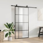 vidaXL Ușă glisantă cu set de feronerie neagră 102,5x205 cm Sticlă ESG vidaXL Ușă glisantă cu set de feronerie neagră 102,5x205 cm Sticlă ESG