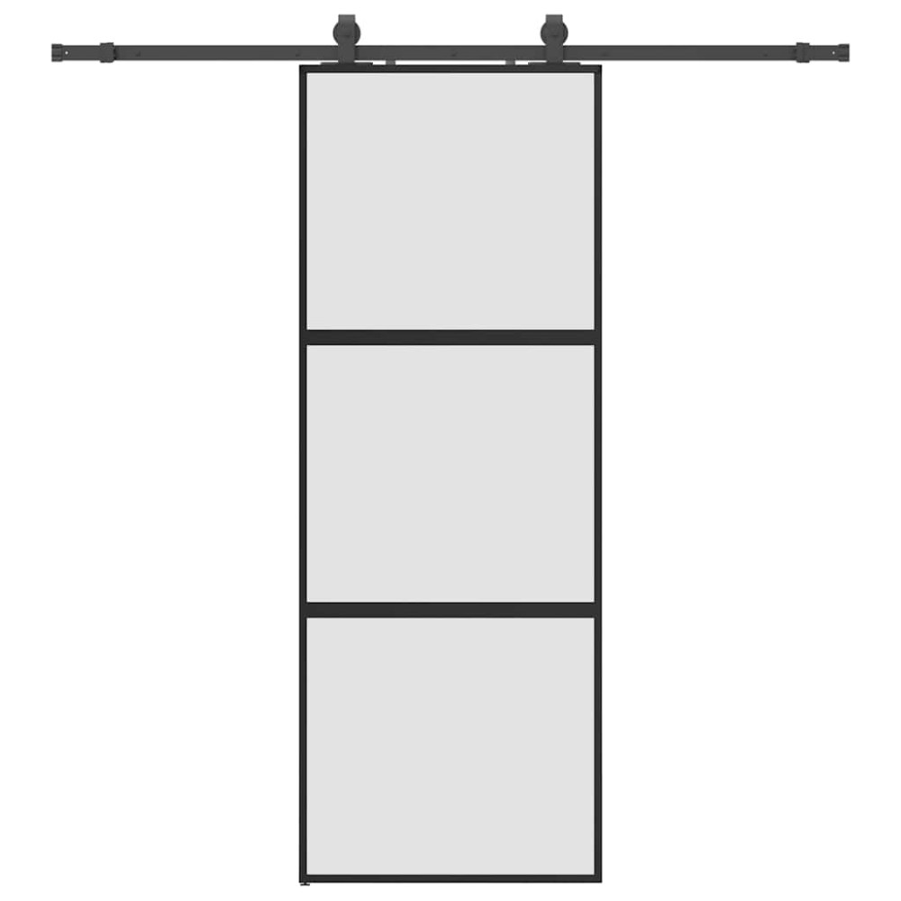 vidaXL Ușă glisantă cu set feronerie neagră 76x205cm sticlă securizată