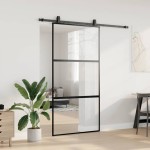 vidaXL Ușă glisantă cu set de feronerie neagră sticlă securizată