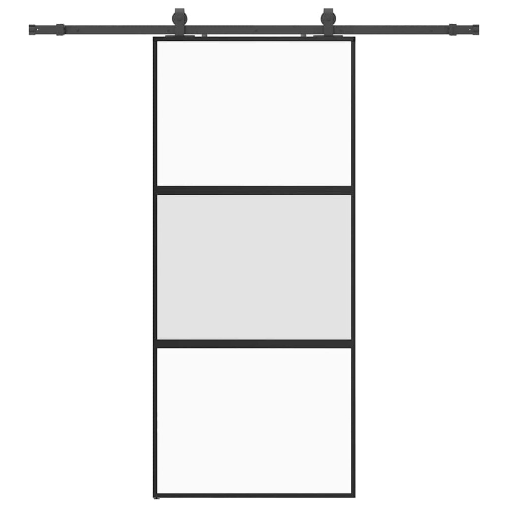 vidaXL Ușă glisantă cu set feronerie neagră 90x205cm sticlă securizată