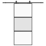 vidaXL Ușă glisantă cu set feronerie neagră 90x205cm sticlă securizată vidaXL Ușă glisantă cu set feronerie neagră 90x205cm sticlă securizată