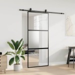 vidaXL Ușă glisantă cu set feronerie neagră 90x205cm sticlă securizată vidaXL Ușă glisantă cu set feronerie neagră 90x205cm sticlă securizată