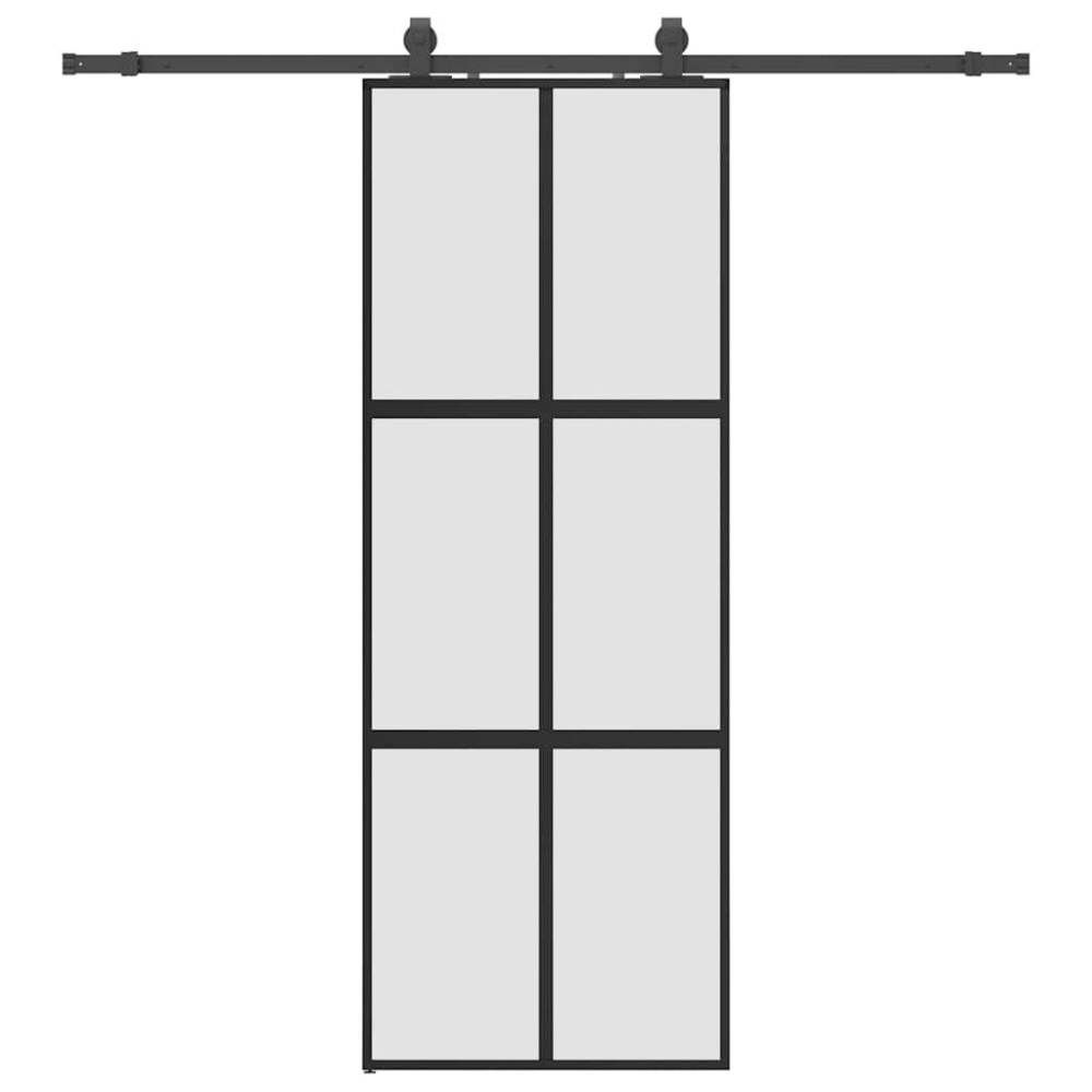 vidaXL Ușă glisantă cu set feronerie neagră 76x205cm sticlă securizată