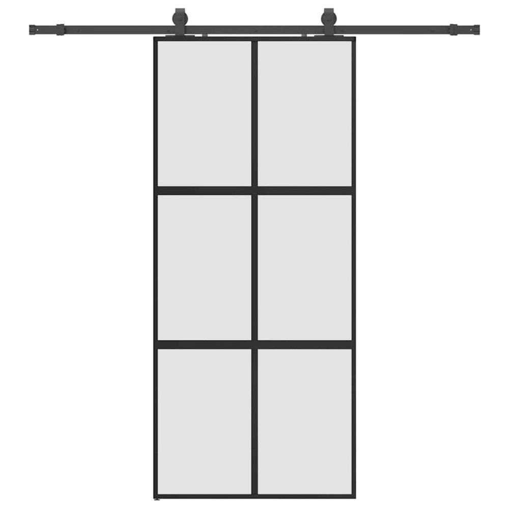 vidaXL Ușă glisantă cu set feronerie neagră 90x205cm sticlă securizată