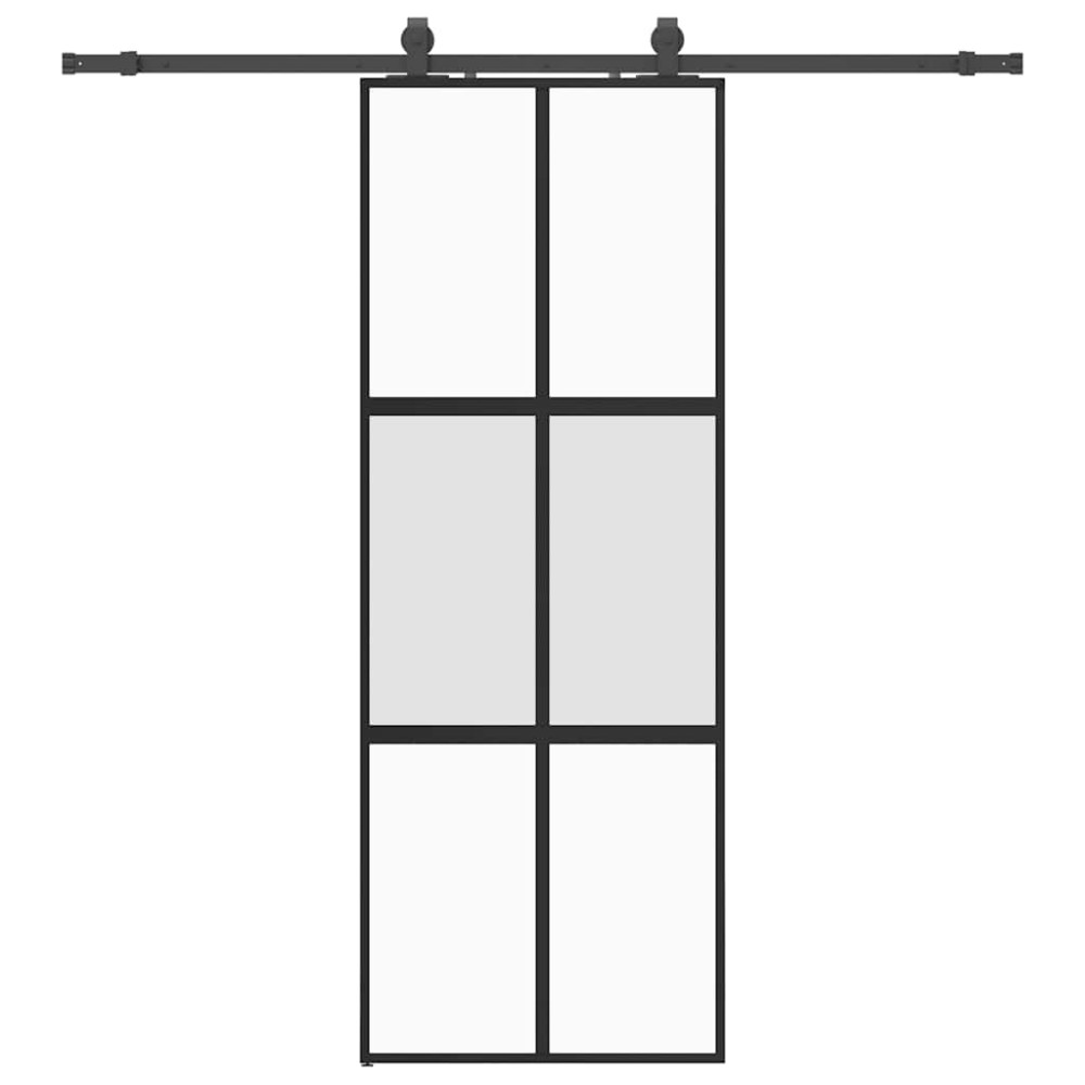 vidaXL Ușă glisantă cu set feronerie neagră 76x205cm sticlă securizată