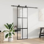 vidaXL Ușă glisantă cu set feronerie neagră 76x205cm sticlă securizată