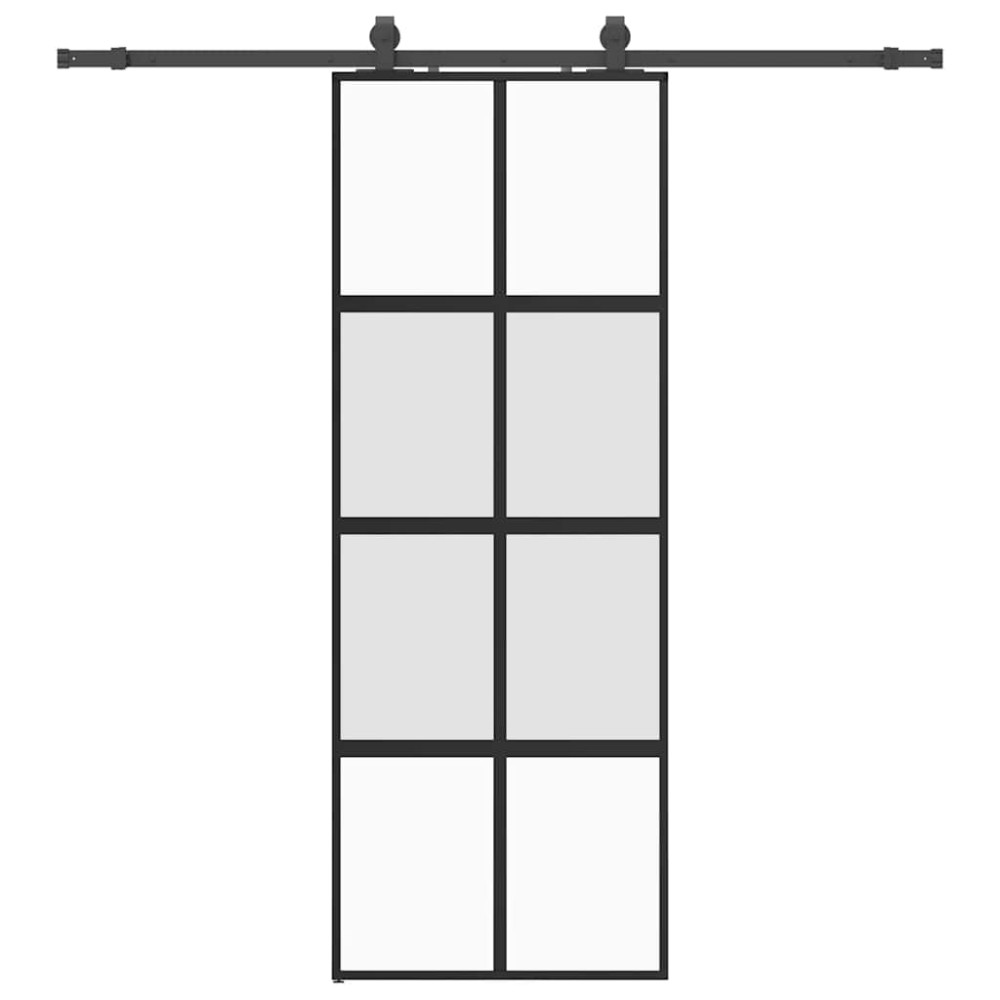 vidaXL Ușă glisantă cu set feronerie neagră 76x205cm sticlă securizată