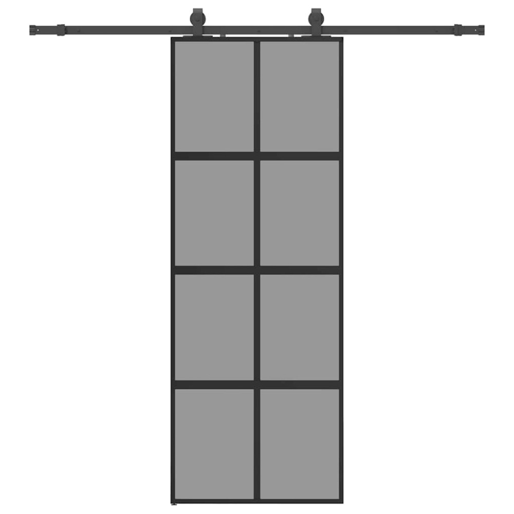 vidaXL Ușă glisantă cu set feronerie neagră 76x205cm sticlă securizată