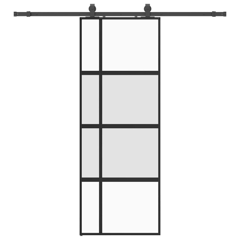 vidaXL Ușă glisantă cu set feronerie neagră 76x205cm sticlă securizată