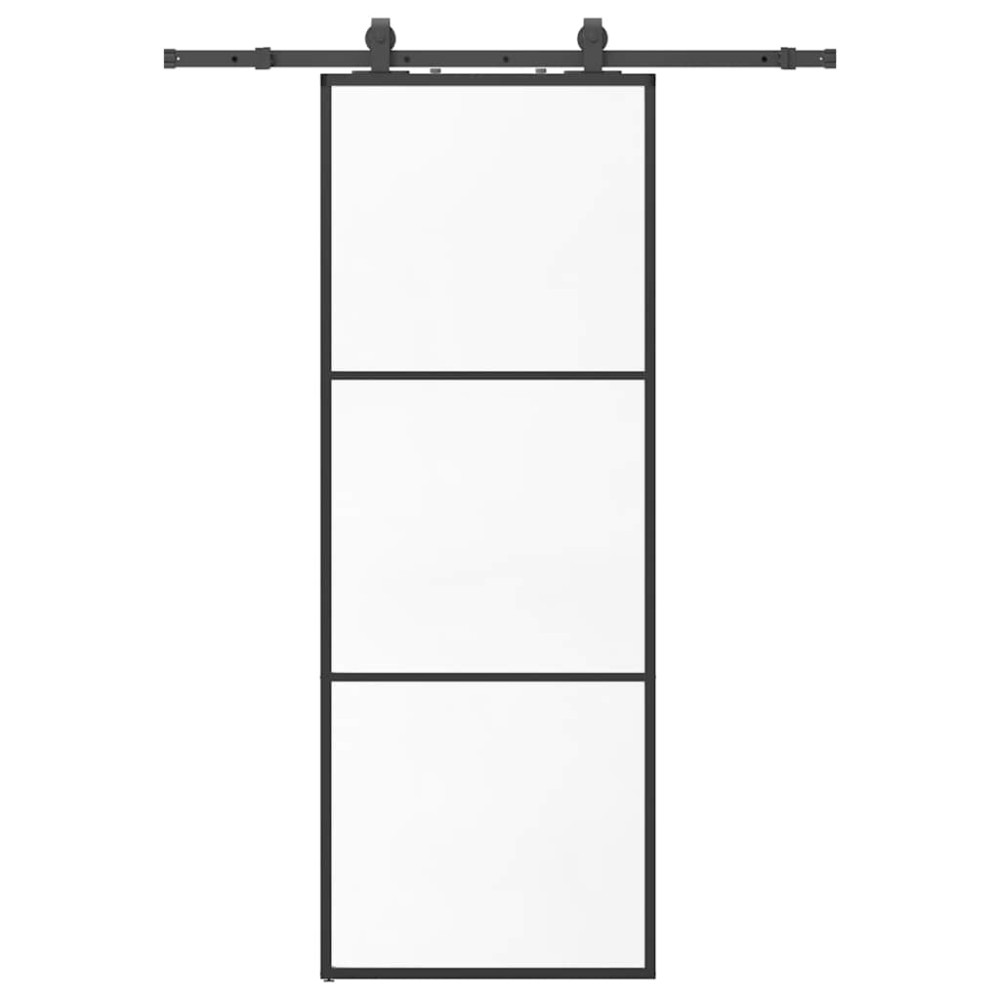 vidaXL Ușă glisantă cu set de feronerie neagră 76x205 cm Sticlă ESG