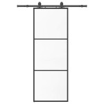vidaXL Ușă glisantă cu set de feronerie neagră 76x205 cm Sticlă ESG vidaXL Ușă glisantă cu set de feronerie neagră 76x205 cm Sticlă ESG