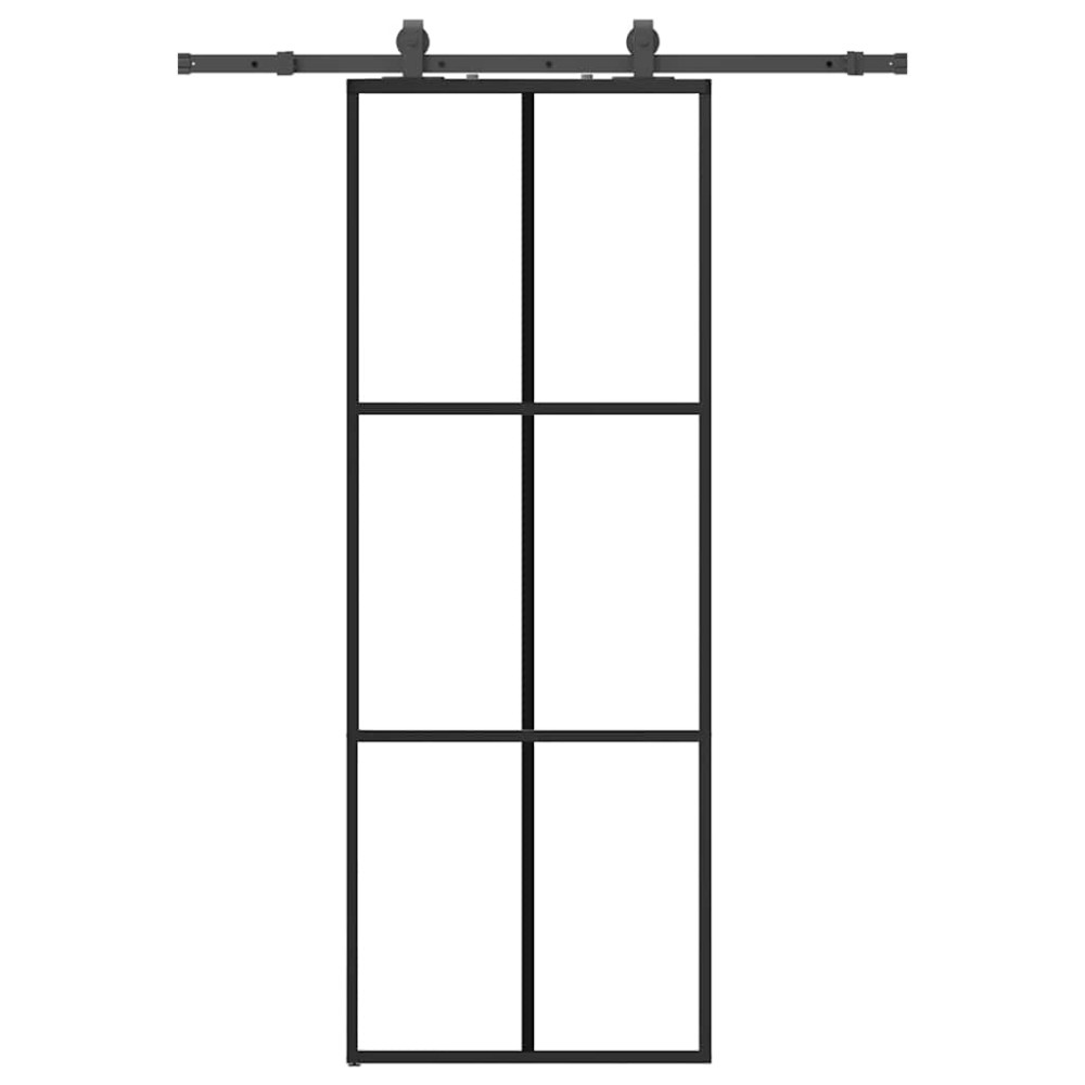 vidaXL Ușă glisantă cu set de feronerie neagră 76x205 cm Sticlă ESG