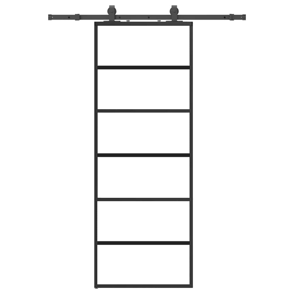 vidaXL Ușă glisantă cu set de feronerie neagră 76x205 cm Sticlă ESG