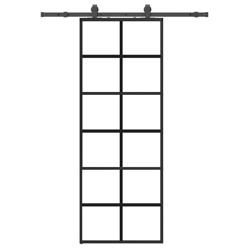 vidaXL Ușă glisantă cu set de feronerie neagră 76x205 cm Sticlă ESG
