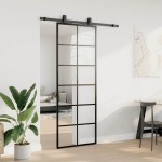 vidaXL Ușă glisantă cu set de feronerie neagră 76x205 cm Sticlă ESG